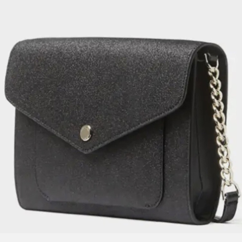 Kate Spade (NWT) Tinsel Flap Crossbody in Black Glitter